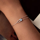 925 Sterling Silver Aquamarine Bracelet for Women-5