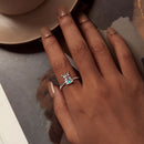 925 Sterling Silver Enamel Pavé CZ Ring-7