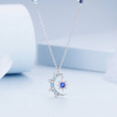 925 Sterling Silver Necklace with Pavé Setting CZ and Spinel Pendant-4