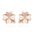 925 Sterling Silver Earrings with Pavé Setting CZ in Rose Gold 0.9x0.7cm for Women-3