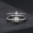 925 Sterling Silver & Moissanite Ring with Freshwater Pearl - Size 6 - Women's Jewelry-4