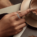 925 Sterling Silver White Gold Plated 0.6cm Ring Size 6 for Women-7