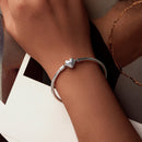 925 Sterling Silver White Gold Plated 17.0cm CZ Bracelet for Women-5