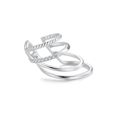 925 Sterling Silver Earrings with CZ and White Gold Plating - 0