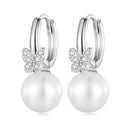 925 Sterling Silver Earrings with Plated Platinum and Shell Pearl for Women-2