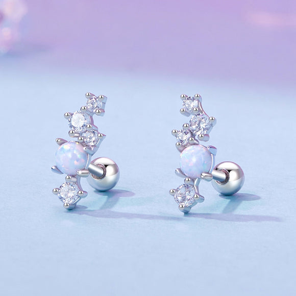 925 Sterling Silver Translucent Opal CZ Earrings for Women