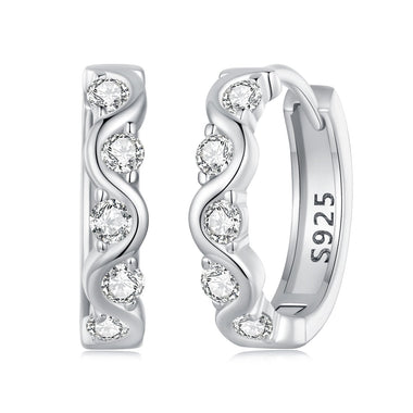 925 Sterling Silver Earrings with Platinum Plating and CZ - Stylish and Elegant Design for Women