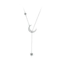 925 Sterling Silver Pavé Setting CZ Moon Necklace for Women-2