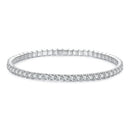925 Sterling Silver White Gold Plated 16cm Stretchable CZ Bracelet for Women-2