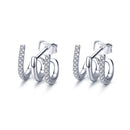 S925 Sterling Silver Platinum Plated Pavé Setting CZ Earrings-1