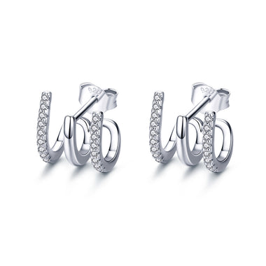 S925 Sterling Silver Platinum Plated Pavé Setting CZ Earrings