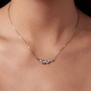 925 Sterling Silver White Gold Plated 40+5cm Necklace with CZ for Women-5
