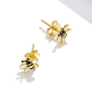 925 Sterling Silver Enamel Plated Gold Earrings-2