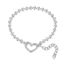 925 Sterling Silver 16+5cm White Gold Plated Heart Bracelet for Women-1