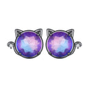 925 Sterling Silver Earrings with Pavé CZ and Transparent Glass in Black Gold, 1.0*1.2cm, for Women-1