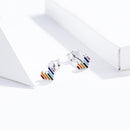 925 Sterling Silver Plated Platinum Earrings 0.5x0.6cm-2