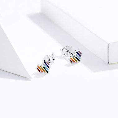 925 Sterling Silver Plated Platinum Earrings 0.5x0.6cm - 0