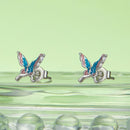 925 Sterling Silver White Gold Plated Enamel Earrings 9x10mm for Women-5