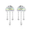 925 Sterling Silver Earrings with Pavé Setting CZ and Transparent Glass-2