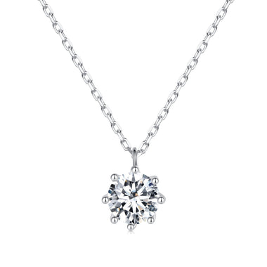 925 Sterling Silver Plated Platinum Moissanite Necklace 39+5cm for Women - 0