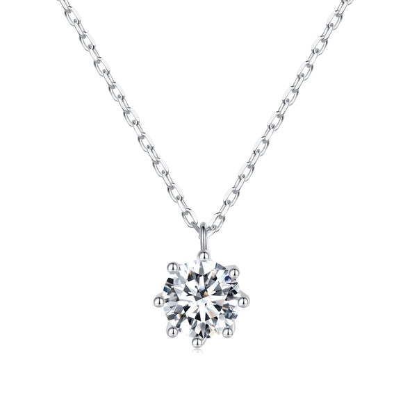 925 Sterling Silver Plated Platinum Moissanite Necklace 39+5cm for Women