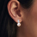 925 Sterling Silver 0.023 Carat Moissanite & Freshwater Pearl Earrings for Women-5
