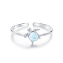 925 Sterling Silver + Plated White Gold Larimar Ring - Style E - 1.6mm Width-2