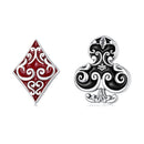 925 Sterling Silver Oxidized Enamel Plum Blossom Earrings for Women - 1.2 x 1.0 cm-1