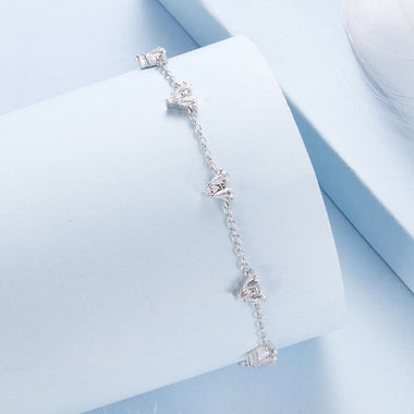 925 Sterling Silver Bracelet with White Gold Plating and CZ Paving for Women - 0