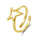 925 Sterling Silver Plated Gold 1.40cm Star Ring-1