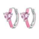 S925 Sterling Silver Enamel Platinum Plated Earrings with 6mm CZ for Women-2