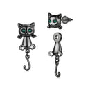 Brass & S925 Silver Earrings | 2.8*1.1cm | White Gold Plated with Pavé Setting CZ for Women-3
