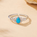 925 Sterling Silver Synthetic Turquoise Ring for Women-2