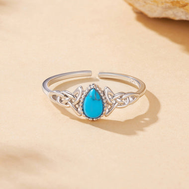 925 Sterling Silver Synthetic Turquoise Ring for Women - 0