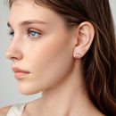 925 Sterling Silver Earrings with Pavé Setting CZ - Oxidized Silver, 1.1cm for Women-7