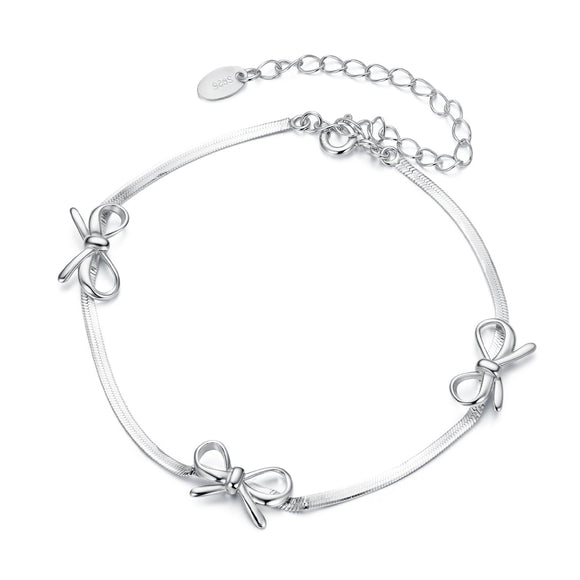 925 Sterling Silver White Gold Plated Adjustable Bracelet for Women
