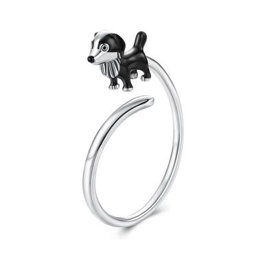 925 Sterling Silver Enamel Oxidized Silver Ring for Dogs
