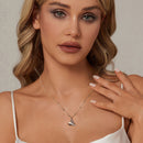 925 Sterling Silver Necklace with Transparent Glass, 18x15mm Pendant for Women-7