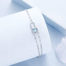 925 Sterling Silver Aquamarine Bracelet for Women-3