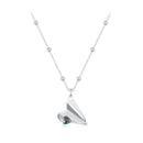 925 Sterling Silver Necklace with Transparent Glass, 18x15mm Pendant for Women-2