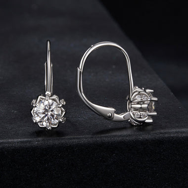 925 Sterling Silver Moissanite Earrings with CZ in White Gold, 1.8cm for Women - 0