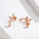 925 Sterling Silver 1.5x0.7cm Plated Rose Gold CZ Earrings for Women-4