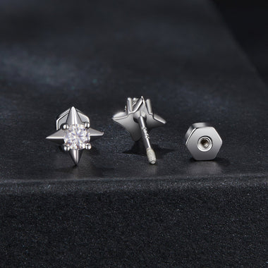 925 Sterling Silver 0.1 Carat Moissanite Earrings for Women - 0