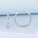 925 Sterling Silver White Gold Plated Hoop Earrings with CZ - 2.0cm-2