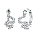 925 Sterling Silver Hoop Earrings with White Gold Plating and CZ Stones-1