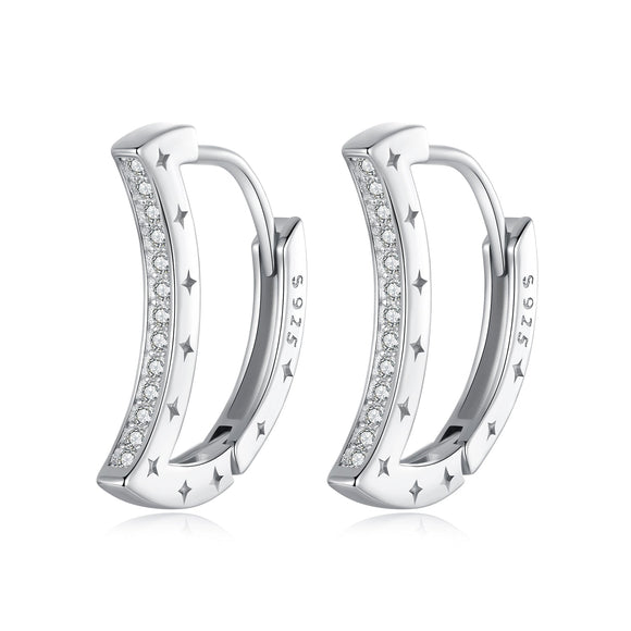 925 Sterling Silver Pave Setting CZ White Gold Plated Earrings for Women