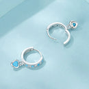 925 Sterling Silver Earrings with Synthetic Turquoise and CZ - White Gold Plated-7