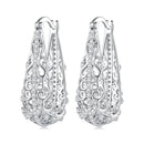 925 Sterling Silver Earrings with Pavé Set CZ, 2.5cm x 0.8cm, for Women-2