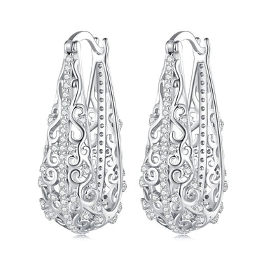 925 Sterling Silver Earrings with Pavé Set CZ, 2.5cm x 0.8cm, for Women - 0