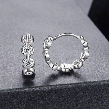 925 Sterling Silver 0.25 Carat Moissanite Hoop Earrings for Women - 0